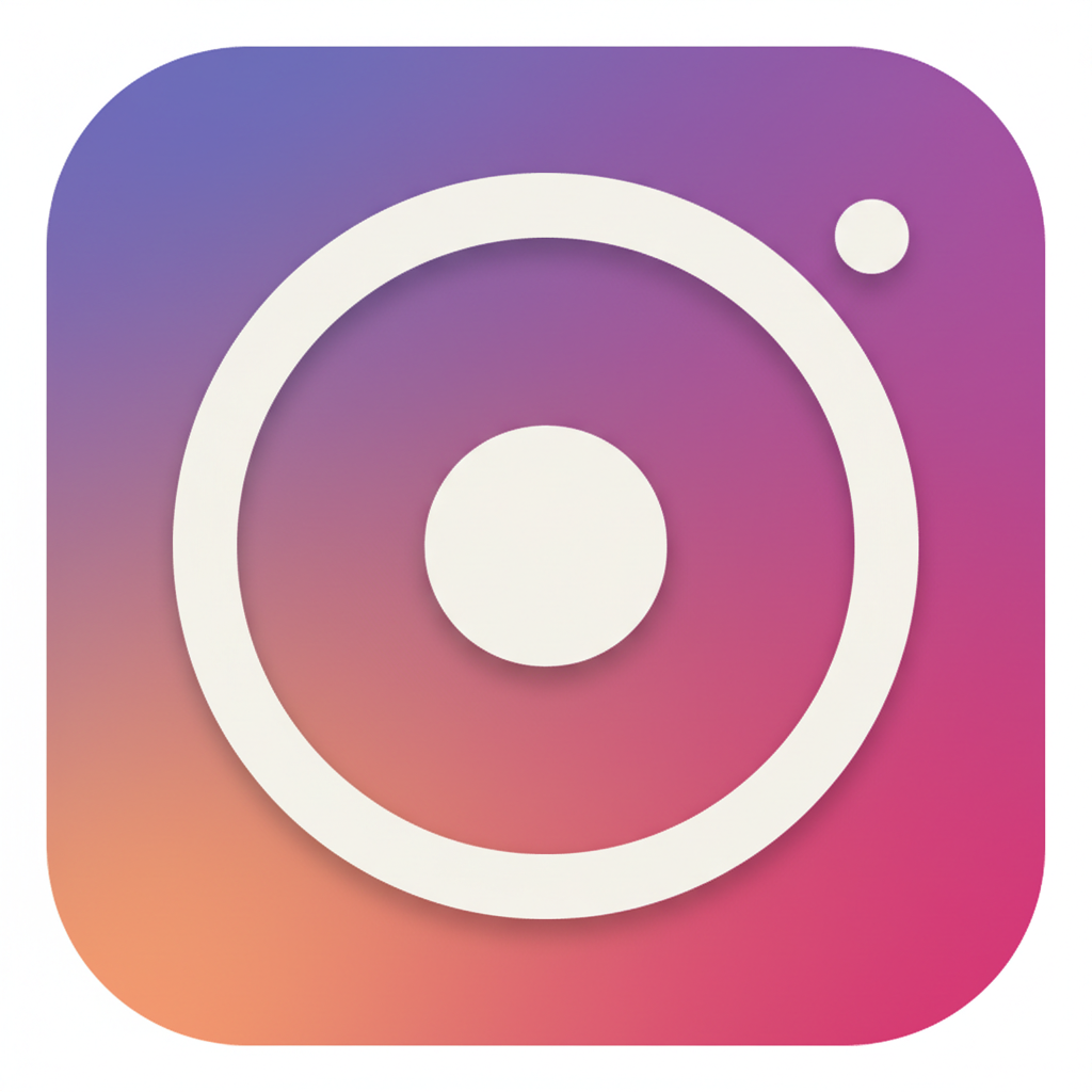 A simple, modern social media camera icon in a purple-pink gradient rounded square, suitable to represent an Instagram link. Flat vector style, no text.
