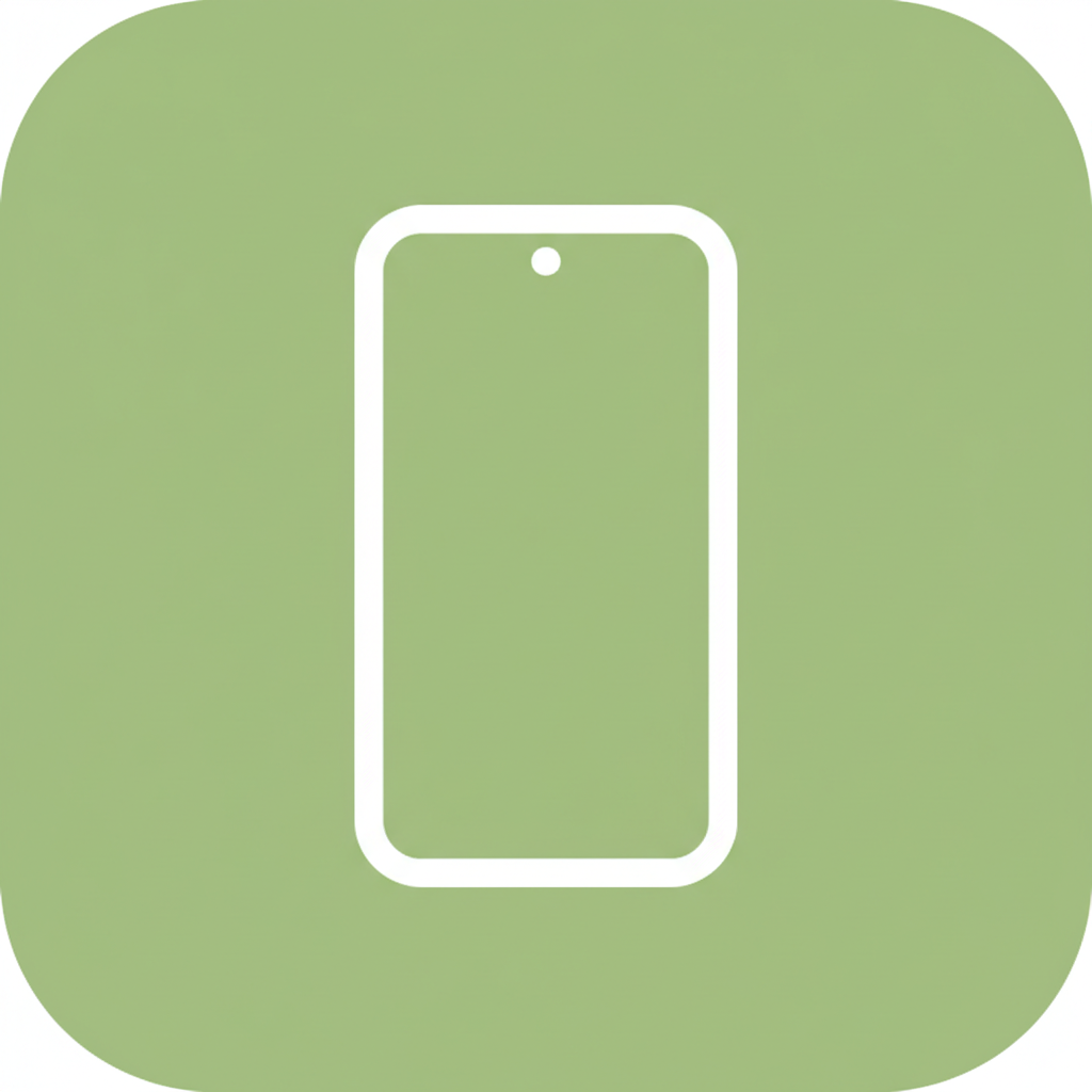 A simple, modern cellphone/mobile phone icon in a green rounded square, flat vector style, no text, suitable to represent a phone contact link.